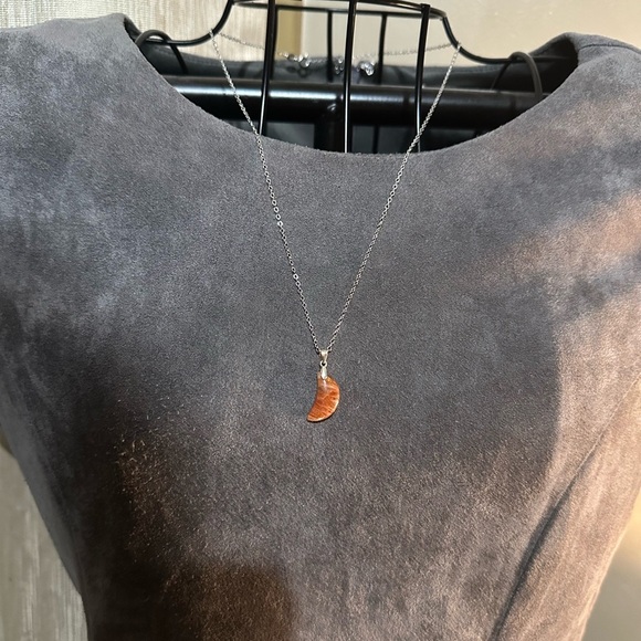 Sunstone Crescent Moon Pendant Necklace - Picture 9 of 13